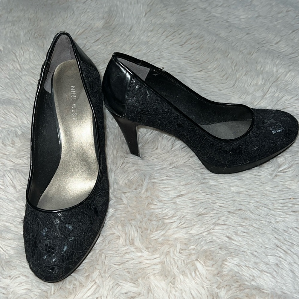 Nine West Black lace heels size 7.5